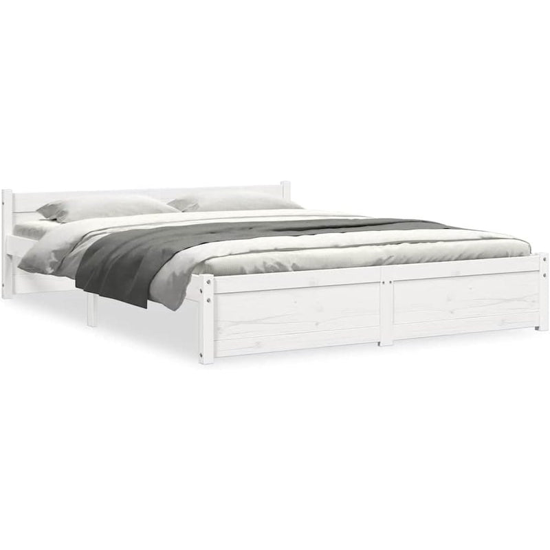Solid Pinewood Bed Frame Wooden Bedstead with Headboard
