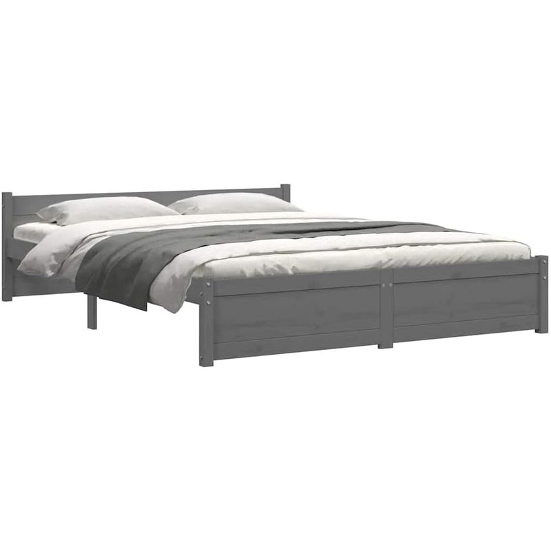 Solid Pinewood Bed Frame Wooden Bedstead with Headboard