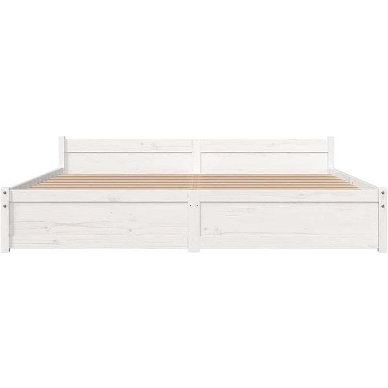 Solid Pinewood Bed Frame Wooden Bedstead with Headboard