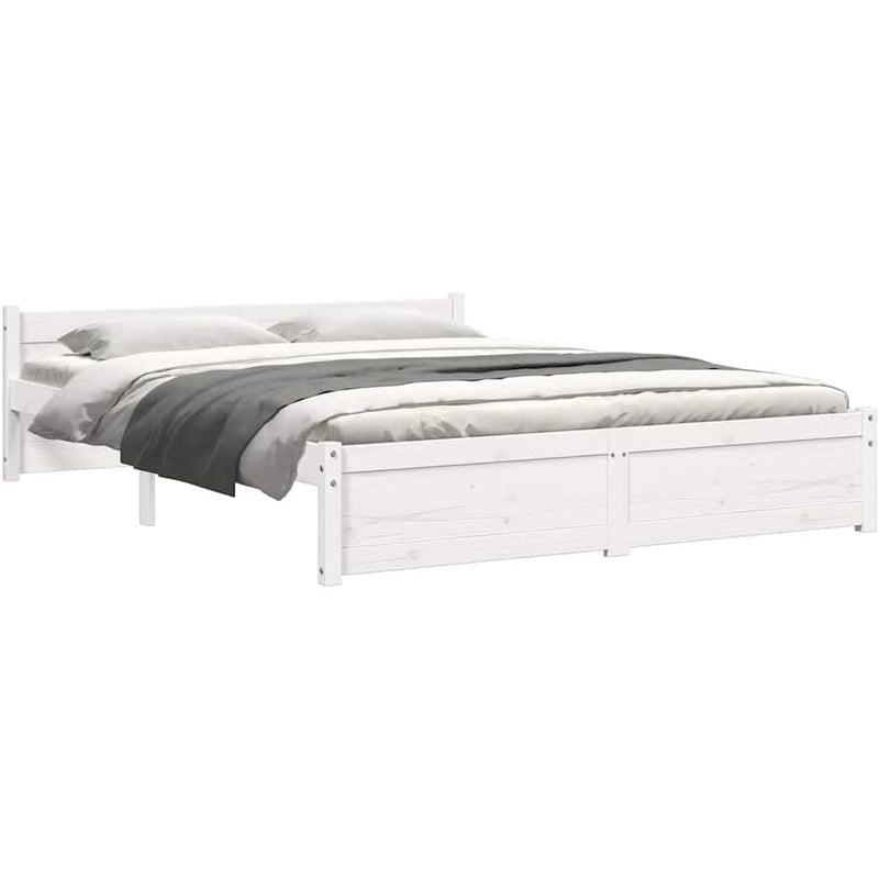 Solid Pinewood Bed Frame Wooden Bedstead with Headboard