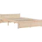 Solid Pinewood Bed Frame Wooden Bedstead with Headboard
