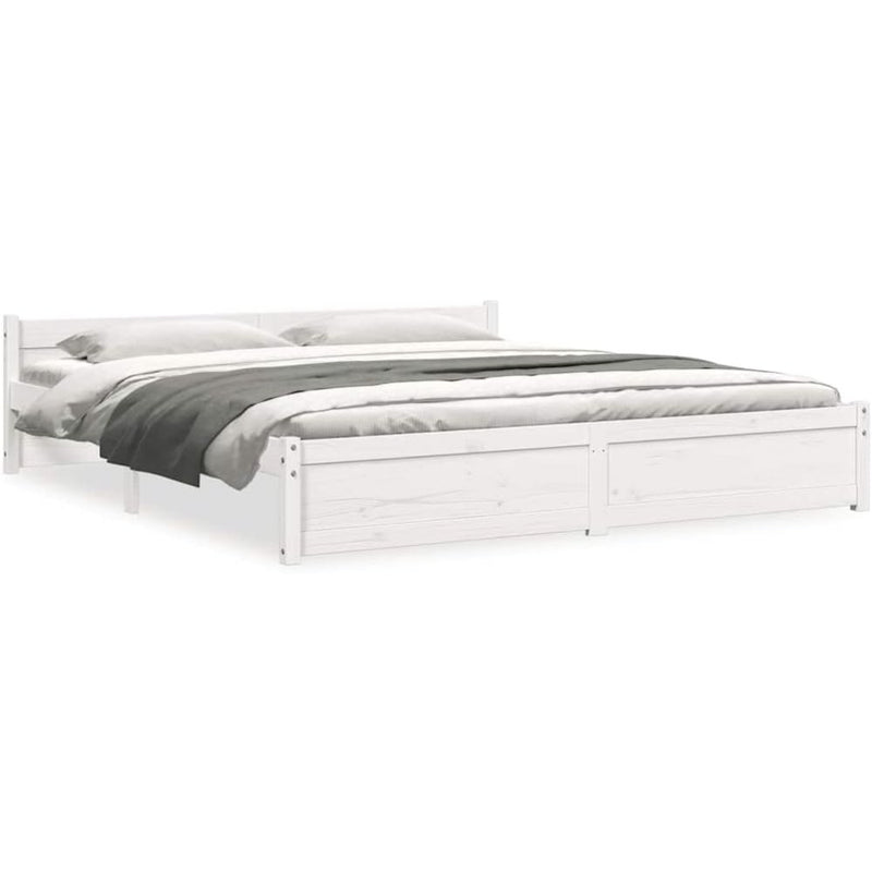 Solid Pinewood Bed Frame Wooden Bedstead with Headboard