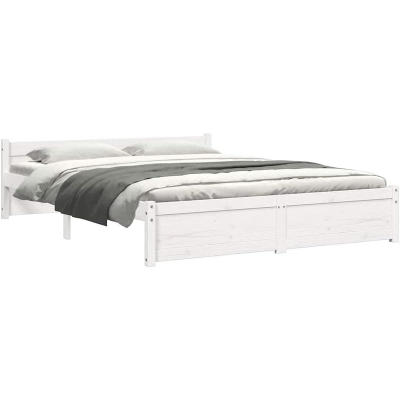 Solid Pinewood Bed Frame Wooden Bedstead with Headboard