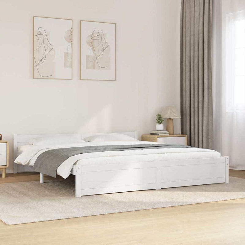 Solid Pinewood Bed Frame Wooden Bedstead with Headboard