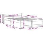 Solid Pinewood Bed Frame Wooden Bedstead with Headboard