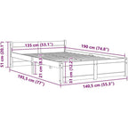 Solid Pinewood Bed Frame Wooden Bedstead with Headboard