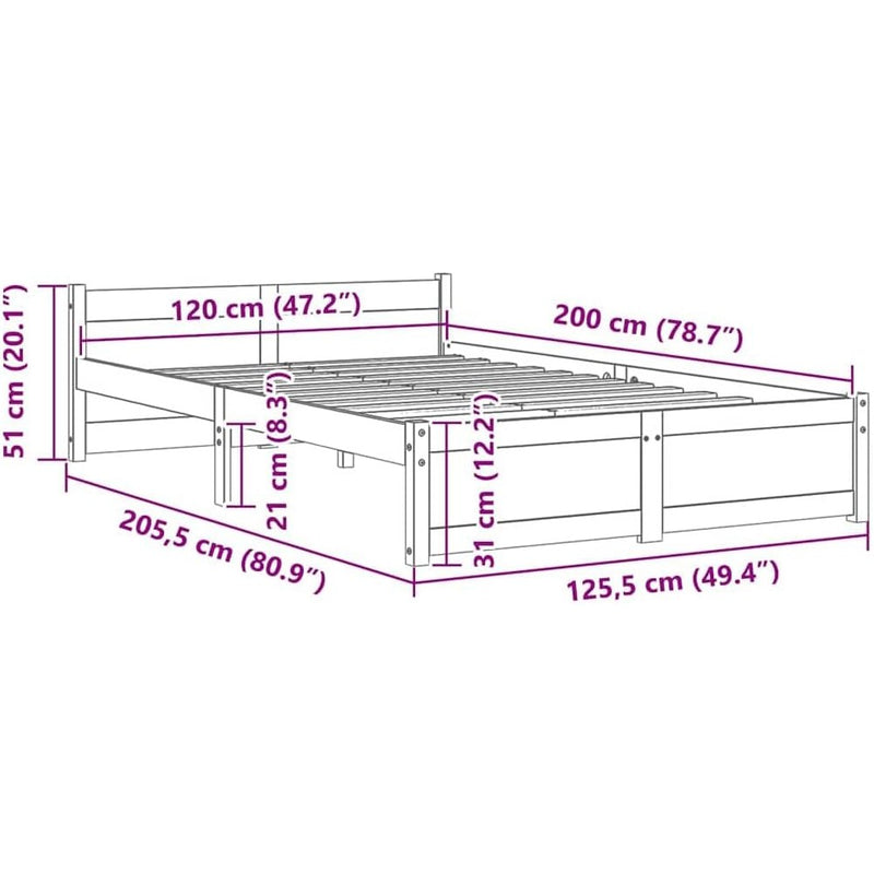 Solid Pinewood Bed Frame Wooden Bedstead with Headboard