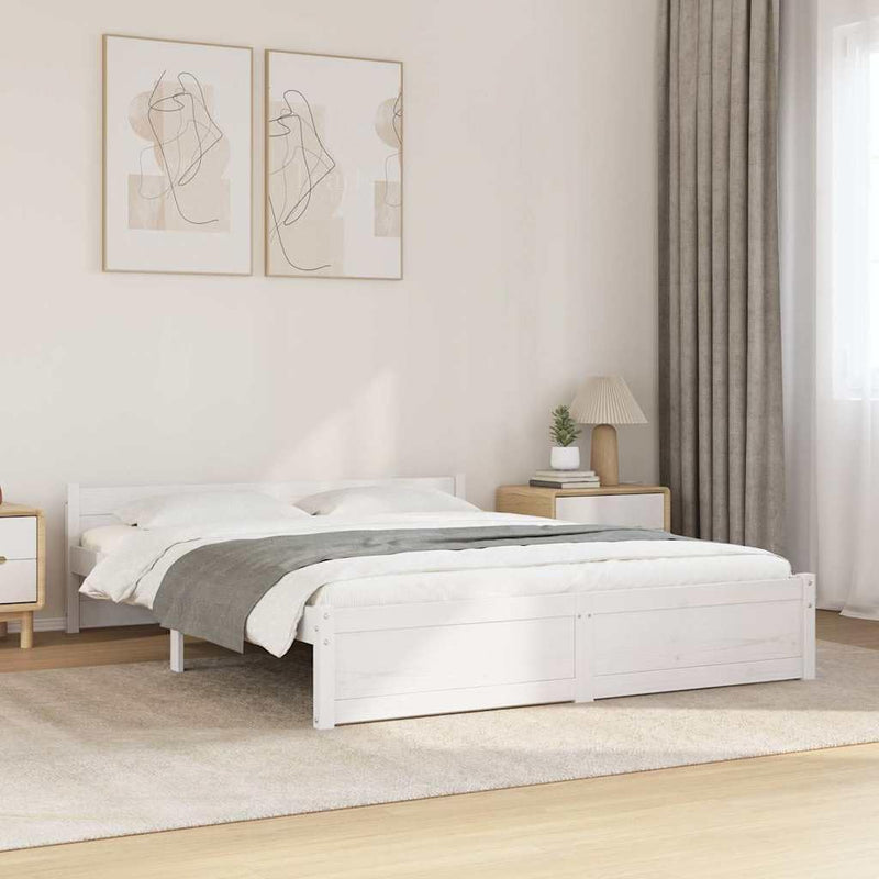 Solid Pinewood Bed Frame Wooden Bedstead with Headboard