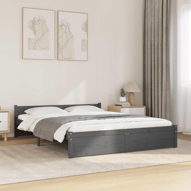 Solid Pinewood Bed Frame Wooden Bedstead with Headboard