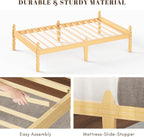 Solid Wood Bed Frame Eco-Friendly Bamboo Platform Slatted