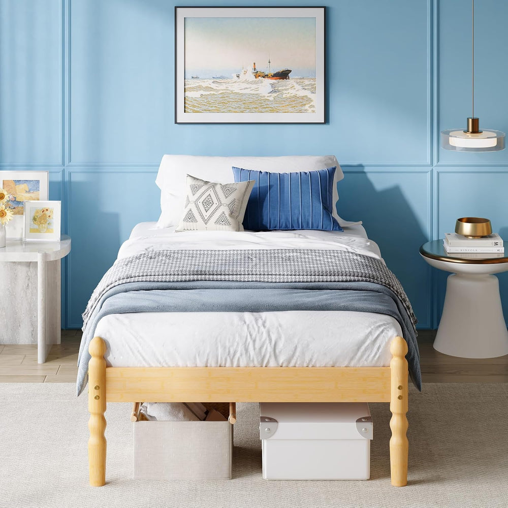 Solid Wood Bed Frame Eco-Friendly Bamboo Platform Slatted