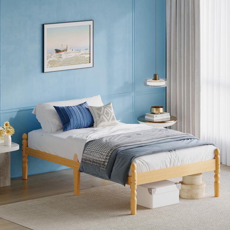 Solid Wood Bed Frame Eco-Friendly Bamboo Platform Slatted