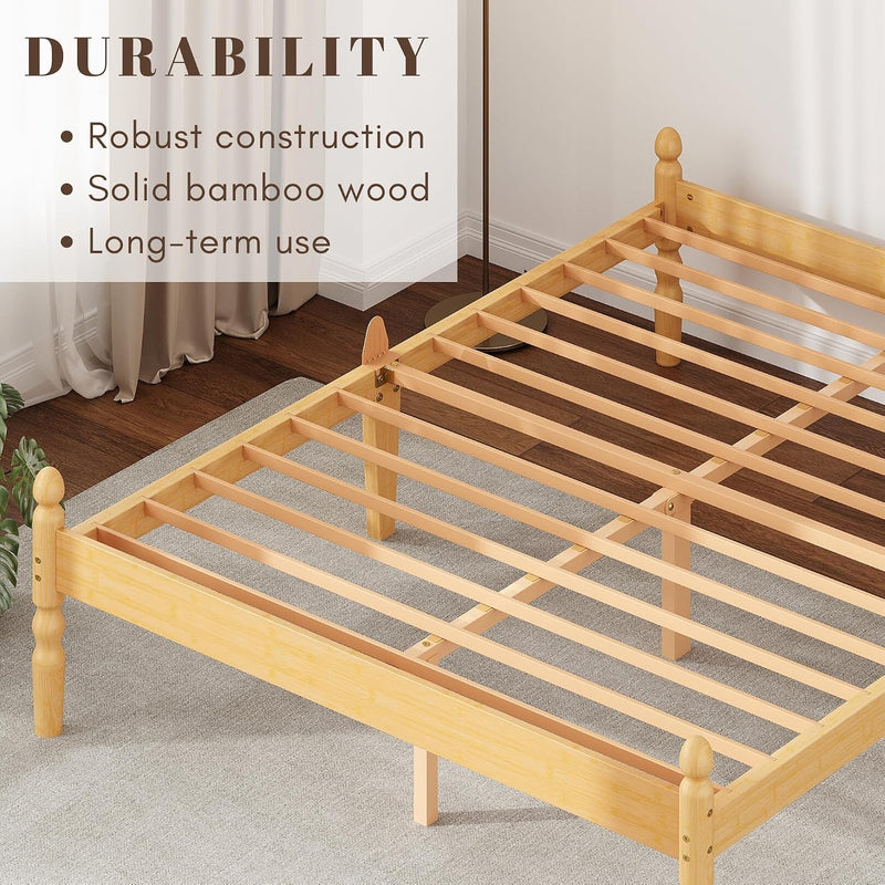 Solid Wood Bed Frame Eco-Friendly Bamboo Platform Slatted