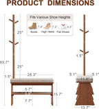 Solid Wood Coat Rack with Shoe Storage Bench