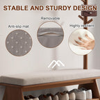 Solid Wood Coat Rack with Shoe Storage Bench
