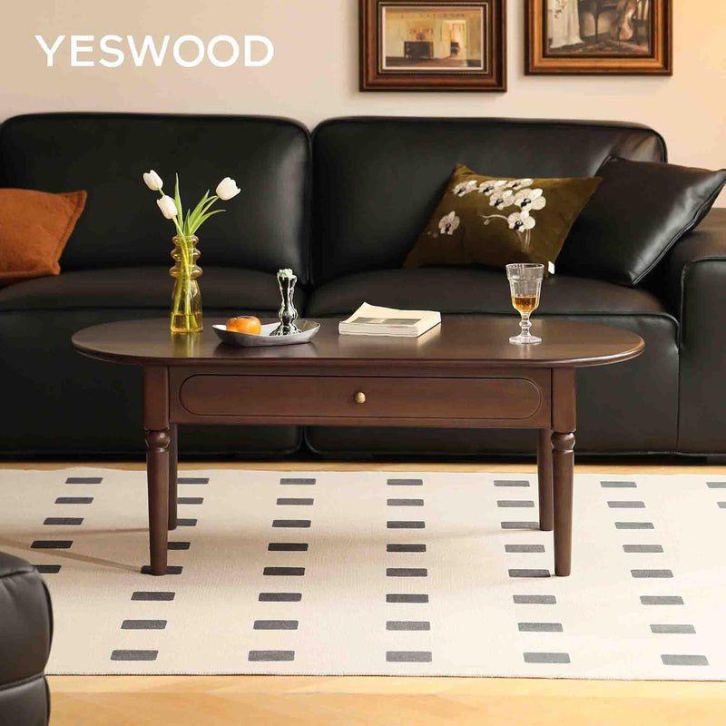 Solid Wood Coffee Table with Drawer