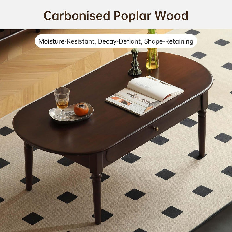 Solid Wood Coffee Table with Drawer