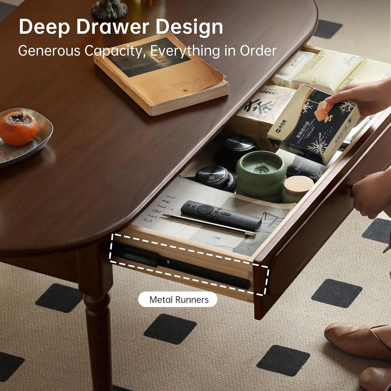 Solid Wood Coffee Table with Drawer