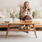 Solid Wood Coffee Table with Shelf