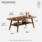 Solid Wood Coffee Table with Shelf Minimalist 2