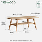 Solid Wood Coffee Table with Shelf Minimalist 2