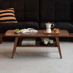 Solid Wood Coffee Table with Shelf Minimalist 2