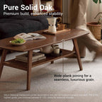 Solid Wood Coffee Table with Shelf Minimalist 2