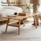 Solid Wood Coffee Table with Shelf Minimalist 2