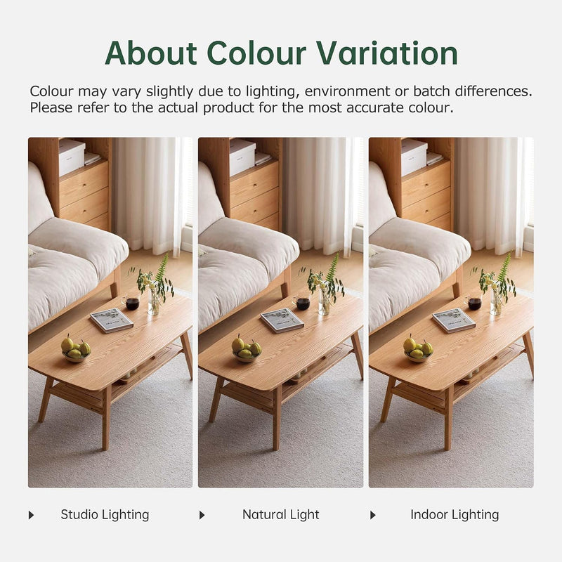 Solid Wood Coffee Table with Shelf Minimalist 2