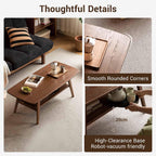 Solid Wood Coffee Table with Shelf Minimalist 2