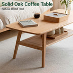 Solid Wood Coffee Table with Shelf Minimalist 2