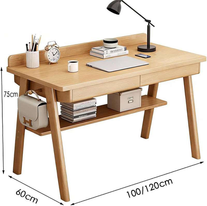 Solid Wood Computer Desk with Drawers Small Home