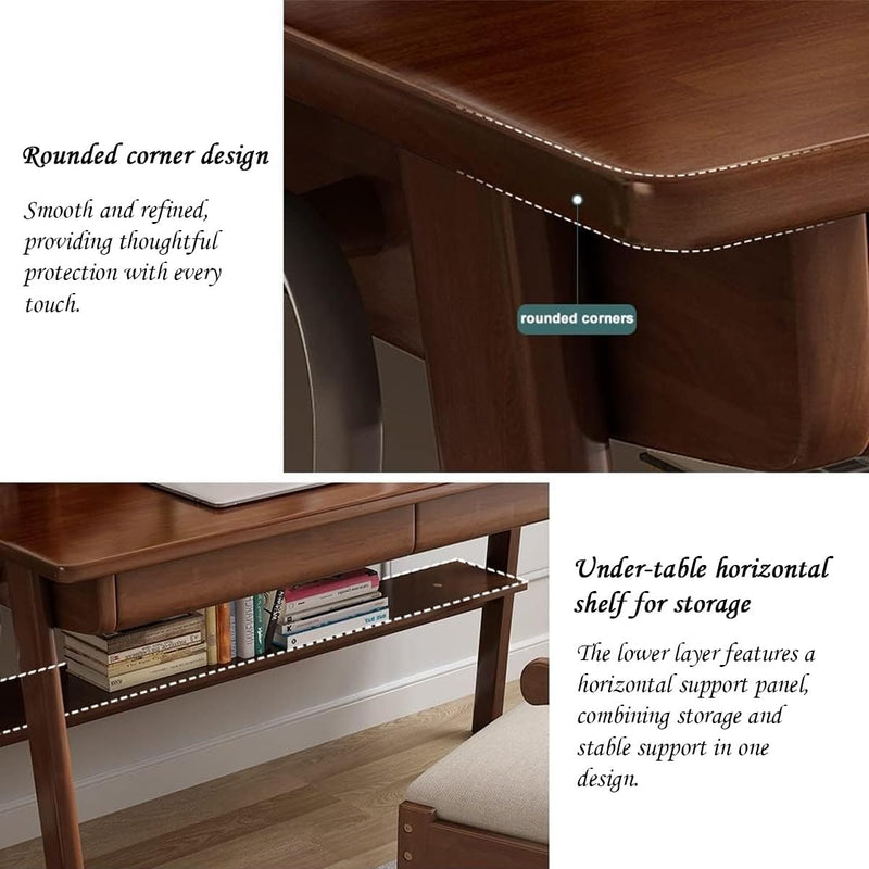 Solid Wood Computer Desk with Drawers Small Home