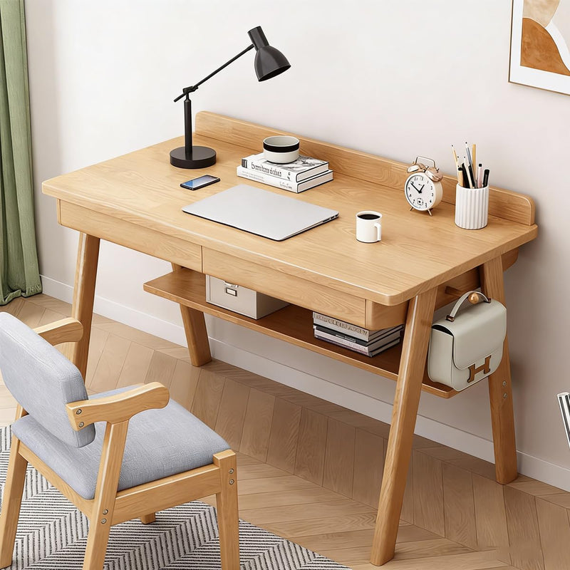 Solid Wood Computer Desk with Drawers Small Home