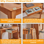 Solid Wood Desk with 2 Drawers 39in Gaming