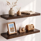 Solid Wood Floating Shelves 60CM Natural Elm Wall (Set of 2)