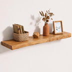 Solid Wood Floating Shelves 60CM Natural Elm Wall (Set of 2)