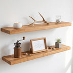 Solid Wood Floating Shelves 60CM Natural Elm Wall (Set of 2)