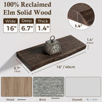 Solid Wood Floating Shelves 60CM Natural Elm Wall (Set of 2)