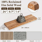 Solid Wood Floating Shelves 60CM Natural Elm Wall (Set of 2)