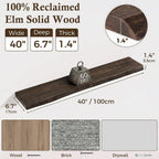 Solid Wood Floating Shelves 60CM Natural Elm Wall (Set of 2)