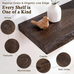 Solid Wood Floating Shelves 60CM Natural Elm Wall (Set of 2)