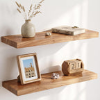 Solid Wood Floating Shelves 60CM Natural Elm Wall (Set of 2)