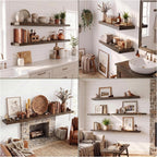 Solid Wood Floating Shelves 60CM Natural Elm Wall (Set of 2)
