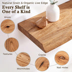 Solid Wood Floating Shelves 60CM Natural Elm Wall (Set of 2)