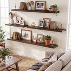 Solid Wood Floating Shelves 60CM Natural Elm Wall (Set of 2)