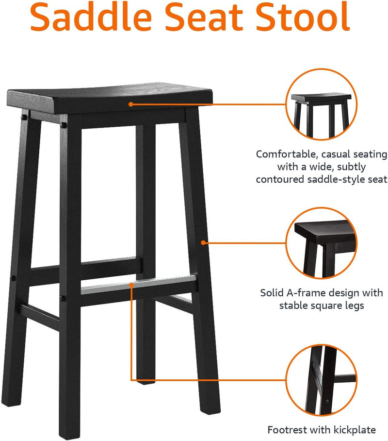 Solid Wood Kitchen Counter Bar Stool Dining Chair (Set of 2)