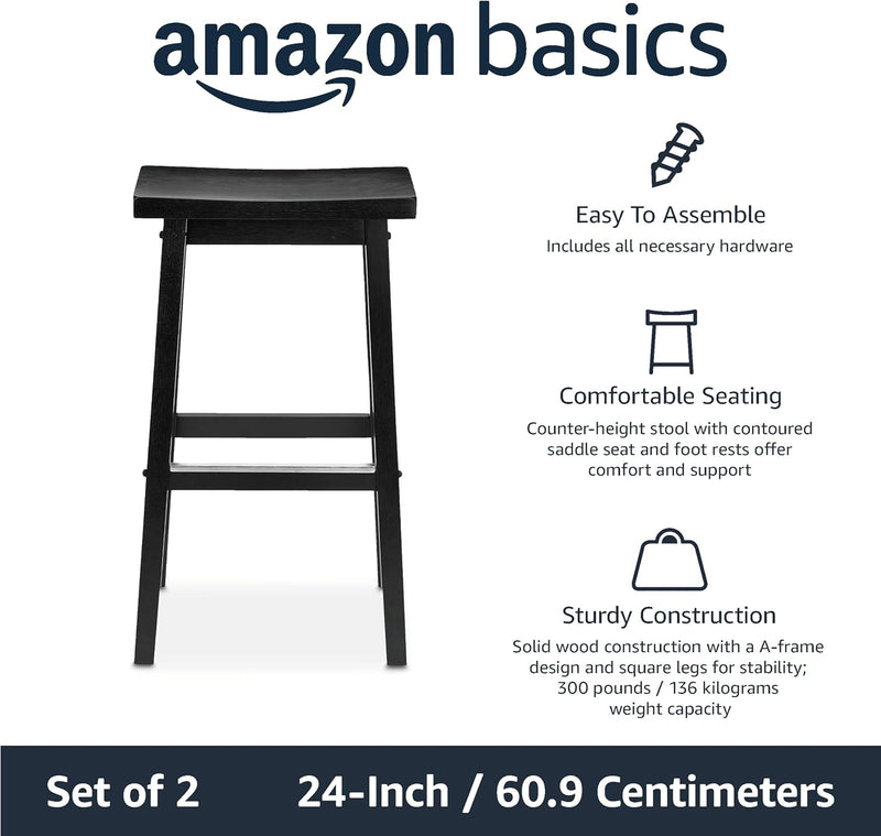 Solid Wood Kitchen Counter Bar Stool Dining Chair (Set of 2)