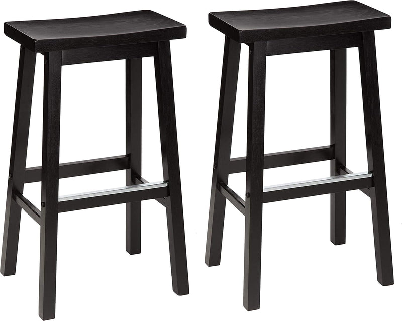 Solid Wood Kitchen Counter Bar Stool Dining Chair (Set of 2)