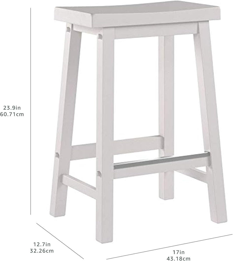 Solid Wood Kitchen Counter Short Bar Stool Dining (Set of 2)